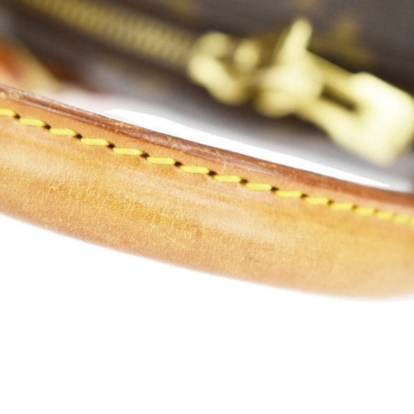 Authentic LOUIS VUITTON LV Logo Alma Hand Bag Monogram Leather Brown France - Picture 8 of 10